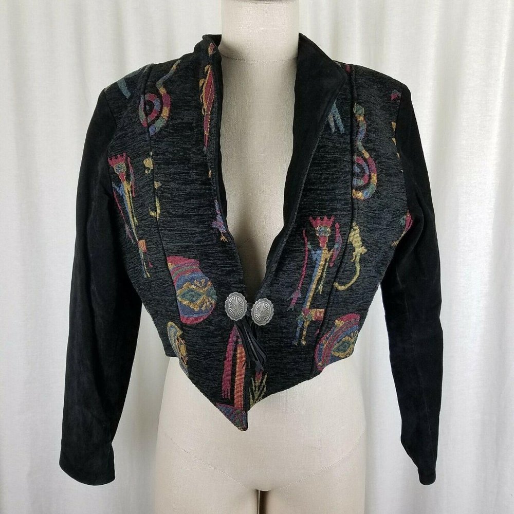 Native Components Leather Woven Bolero Jacket M